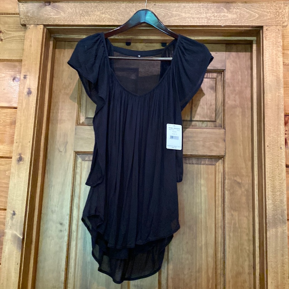 FREE PEOPLE Forever And Always Tee Top Black Small Beautiful Brand New with tags
